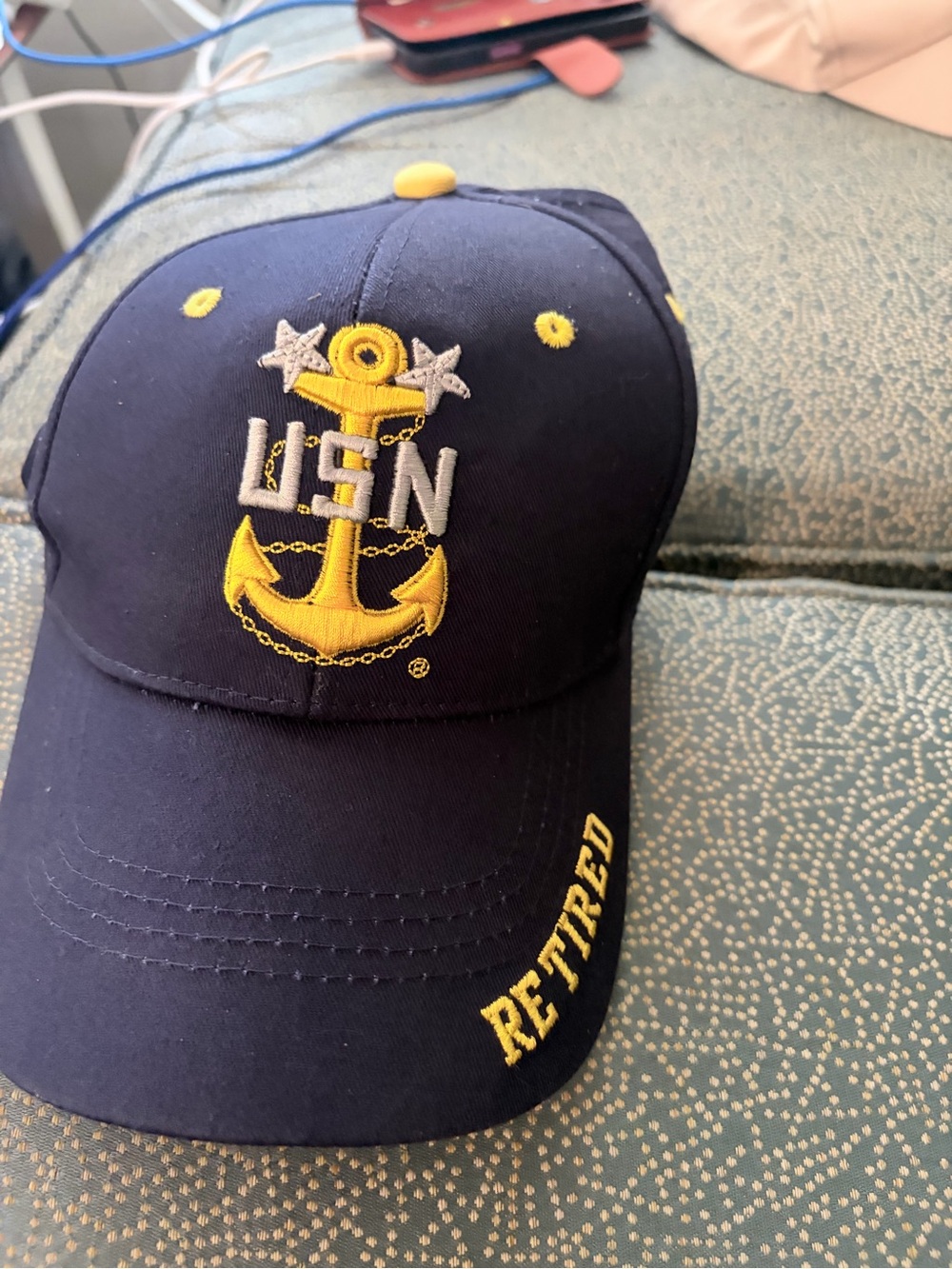 Retired Navy Anchor Cap - Navy & Yellow baseball cap